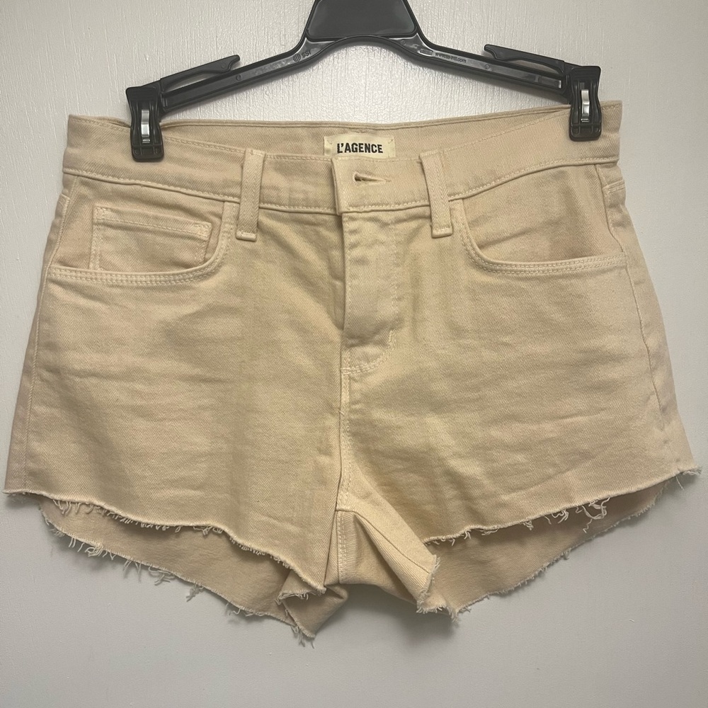 L'AGENCE
Audrey Mid-Rise Denim Cut-Off Shorts 25